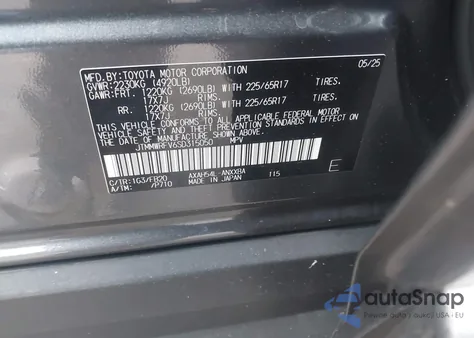 2025 Toyota Rav4 Hybrid Le из США, поврежденный, VIN JTMMWRFV6SD315050